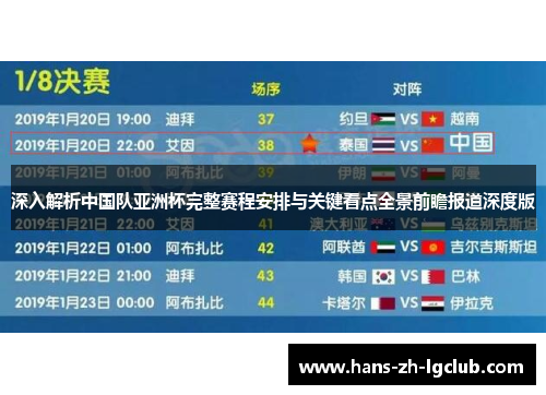 深入解析中国队亚洲杯完整赛程安排与关键看点全景前瞻报道深度版 深入解析中国队亚洲杯完整赛程安排与关键看点全景前瞻报道深度版